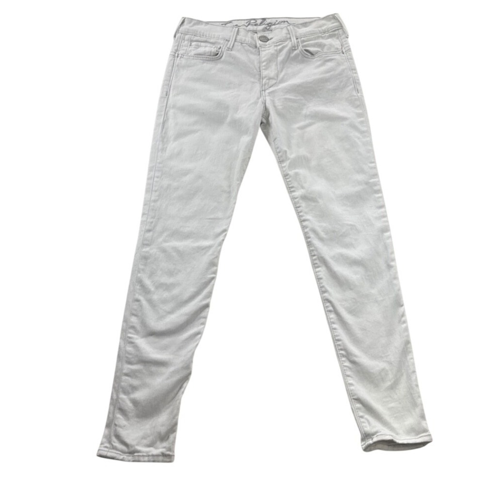 True Religion Chrissy Skinny Jeans White Mid Rise Stretch Womens 27 Made USA